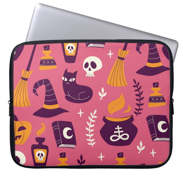 Capa Para Notebook Halloween desenhado à mão, padrão desajeitado. (Frente)