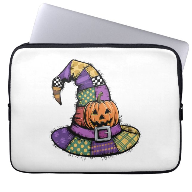 Capa Para Notebook Halloween Patchwork Witch Hat Spooky (Frente)