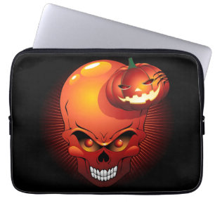 Capa Para Notebook Halloween Skull e Pumpkin