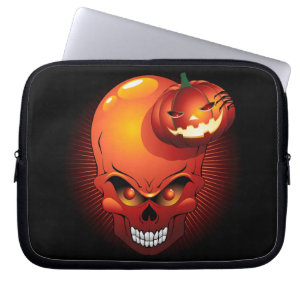 Capa Para Notebook Halloween Skull e Pumpkin Eletrônicos Bag