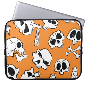 Capa Para Notebook Halloween Skulls Bones Doodle Patterno