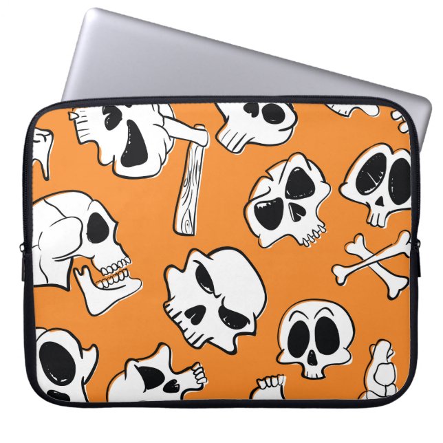 Capa Para Notebook Halloween Skulls Bones Doodle Patterno (Frente)