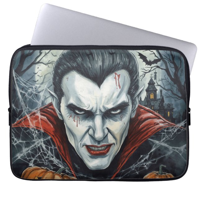 Capa Para Notebook Halloween, Vampiro Sedento, Campo de Abóboras (Frente)