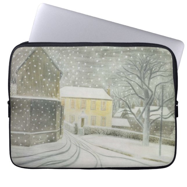 Capa Para Notebook Halstead Road em Snow (por Eric Ravilious) (Frente)