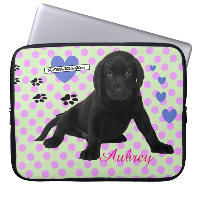 Capa Para Notebook HAMbyWG - Bolsa de laptop Neoprene - w Pup e Polka (Frente)