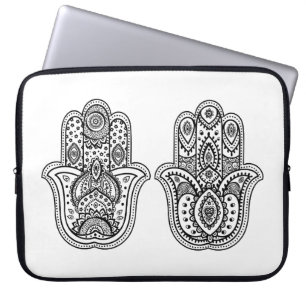 Capa Para Notebook Hamsa tirado mão com ornamento