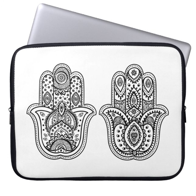Capa Para Notebook Hamsa tirado mão com ornamento (Frente)