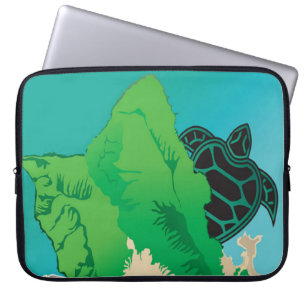 Capa Para Notebook Hanauma Bay Hawaii Green Sea Turtle