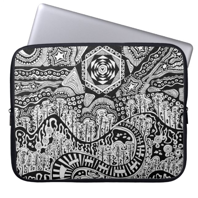 Capa Para Notebook hand drawn black and white ink landscape (Frente)