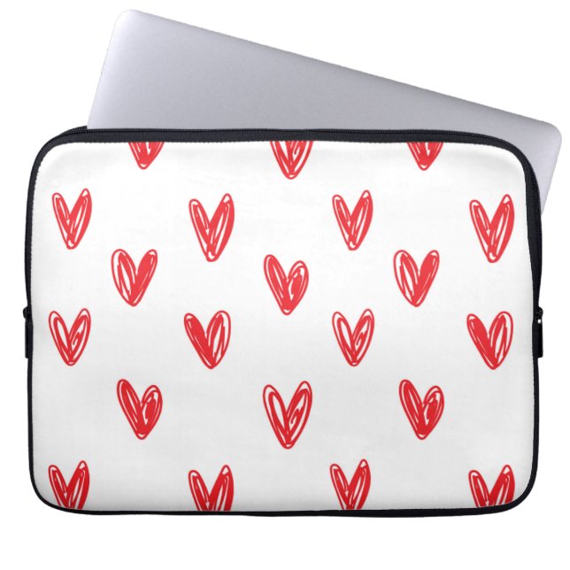 Capa Para Notebook Hand Drawn Red Hearts Pattern – Minimal Valentine (Frente)