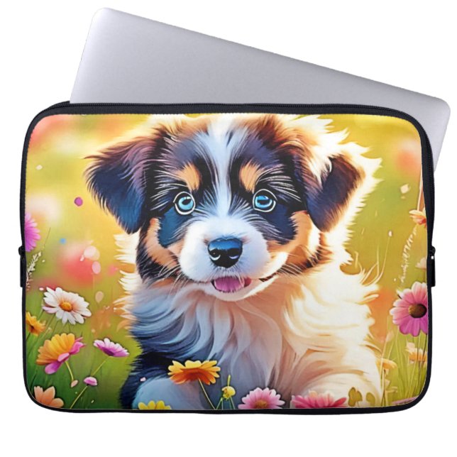 Capa Para Notebook Happy Aussie Puppy Design (Frente)