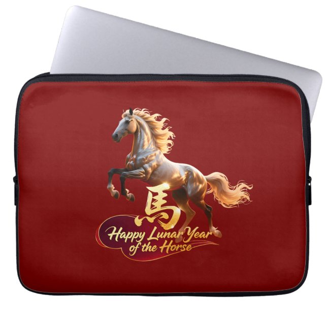 Capa Para Notebook Happy Lunar New Year Majestic Golden Horse  (Frente)
