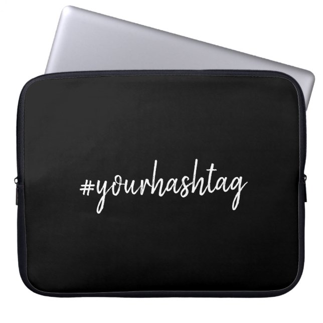 Capa Para Notebook Hashtag | Moderno Script Trendy Black (Frente)