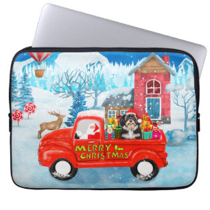 Capa Para Notebook Havanês Dog Christmas Delivery Truck Snow