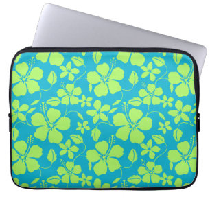 CAPA PARA NOTEBOOK HAWAIIANO HULA (HIBÍSCO) TEAL LIME