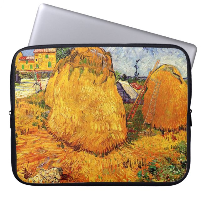 Capa Para Notebook Haystacks em Provença por Van Gogh (Frente)