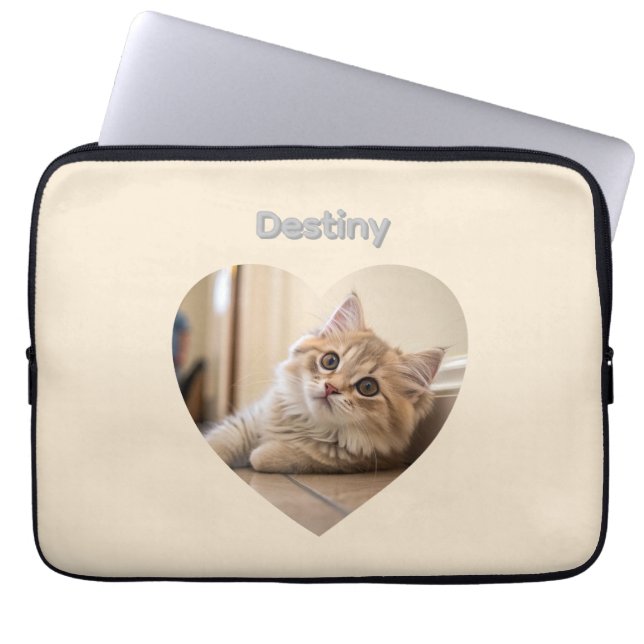 Capa Para Notebook Heart-Shaped Cat Design (Frente)