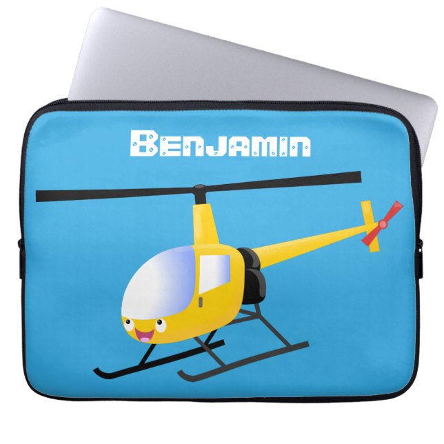 Capa Para Notebook Helicóptero de animação amarelo giro (Frente)