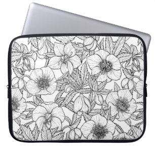 Capa Para Notebook Hellebores a preto e branco