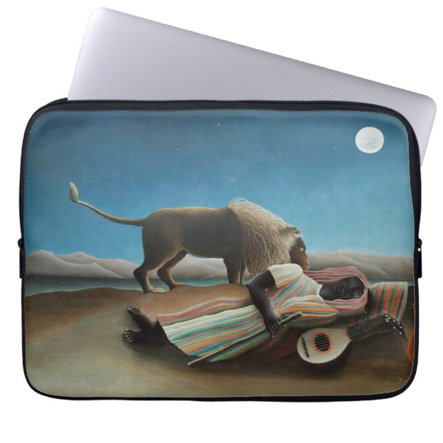 Capa Para Notebook Henri Rousseau Sleeping Gypsy Lion Painting (Frente)