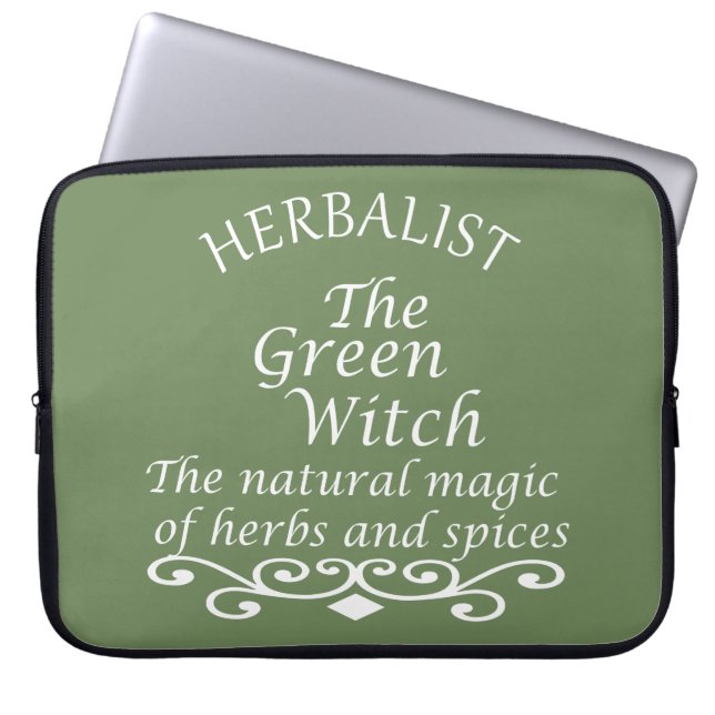 Capa Para Notebook Herbalista verde bruxa mágica medicina natural (Frente)
