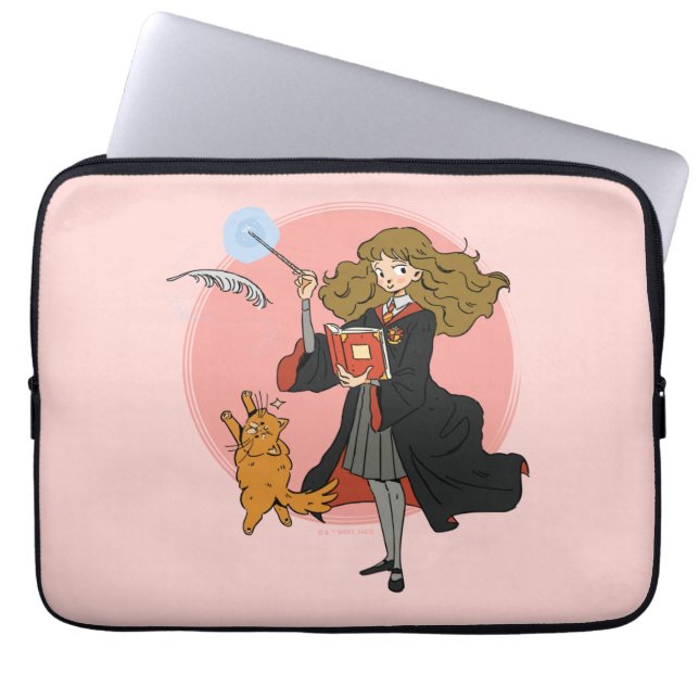 Capa Para Notebook Hermione e Crookshanks Wingardium Leviosa (Frente)