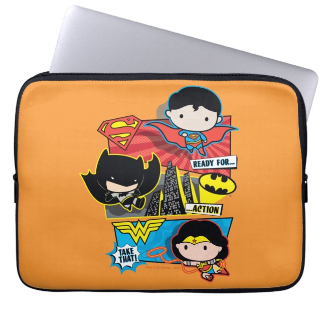 Capa Para Notebook Heróis Chibi Prontos Para Ação! (Frente)