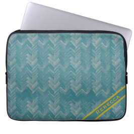 Capa Para Notebook Herringbone Chevron Patteron on Turquoise Personal
