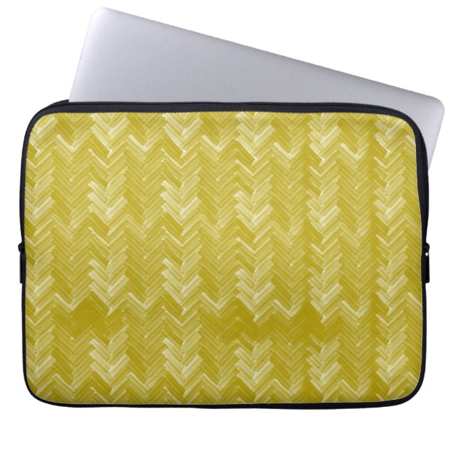 Capa Para Notebook Herringbone Chevron Vintage Dourado (Frente)