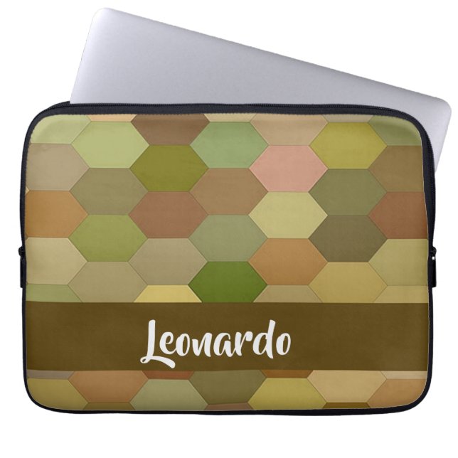 Capa Para Notebook Hexágono castanho pavimentado (Frente)
