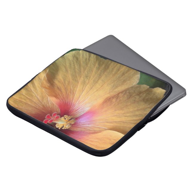 Capa Para Notebook Hibisco Laranja com Babados (Frente Topo)