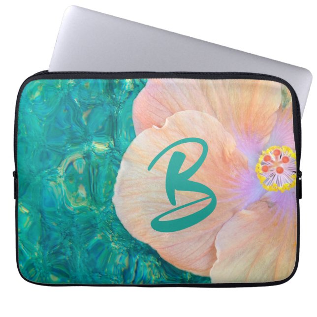 Capa Para Notebook Hibiscus flower turquoise ocean water Havaí (Frente)