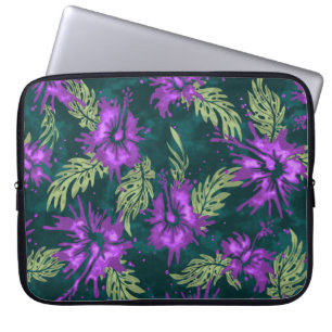 Capa Para Notebook Hibiscus Havaiano Pintado Neoprene Wetcase