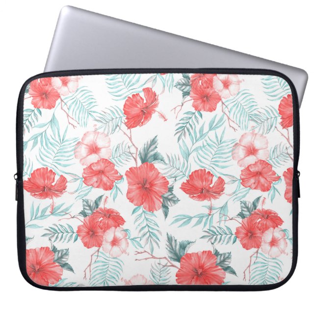 Capa Para Notebook Hibiscus Tropical Palm Impressão (Frente)