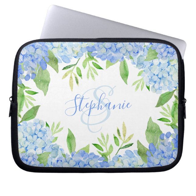 Capa Para Notebook Hidrócitos Azuis Florais Modernos Hidrangea Aquare (Frente)