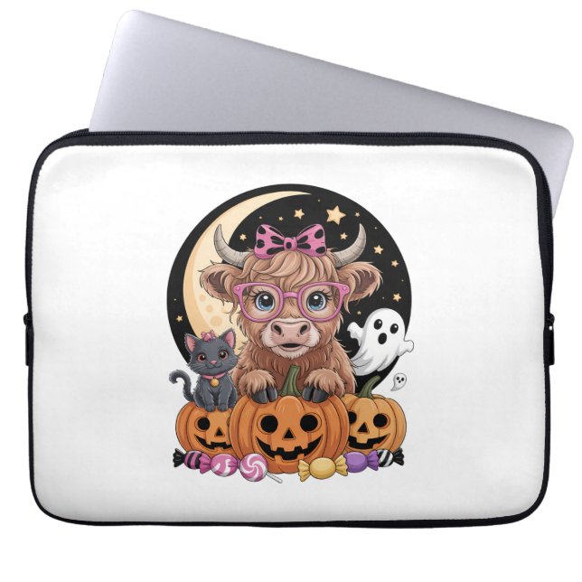 Capa Para Notebook Highland Cow Halloween Spooky Season (Frente)