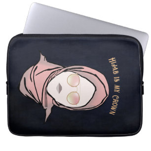 Capa Para Notebook Hijab é a minha ilustração preta, Dourada
