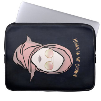 Capa Para Notebook Hijab é a minha ilustração preta, Dourada