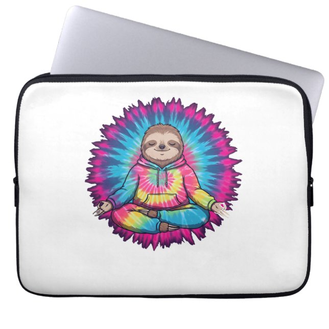 Capa Para Notebook Hippie Sloth Peace Sign Tie-Dy (Frente)