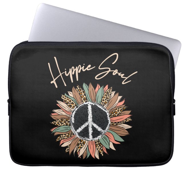 Capa Para Notebook Hippie Soul Sinal de Paz Girassol (Frente)