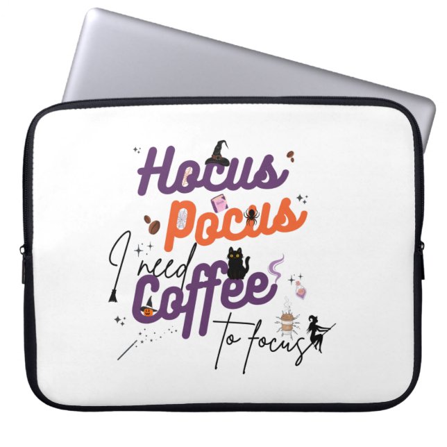 Capa Para Notebook Hocus Pocus Preciso de Café para Focar Bolsa de El (Frente)