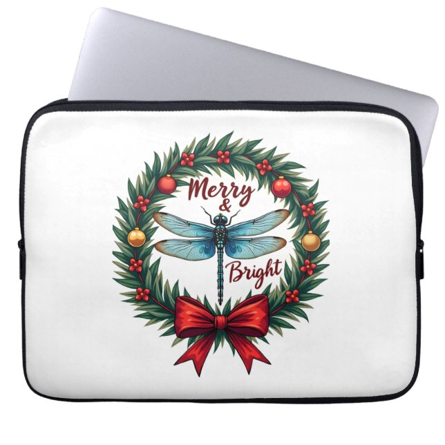 Capa Para Notebook Holiday Wreath Dragonfly (Frente)