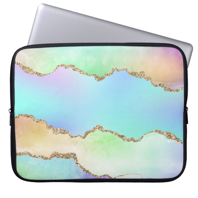 Capa Para Notebook Holo Agate | Mármaco de madeira picante iridescent (Frente)