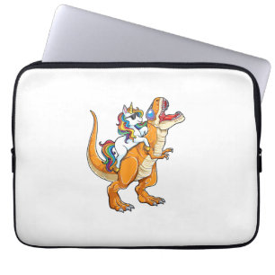 Capa Para Notebook Homem Mulher Cavalgando T-Rex Unicórnio Dinossauro