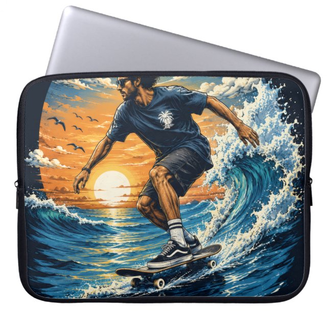 Capa Para Notebook Homem surfando nas ondas  (Frente)