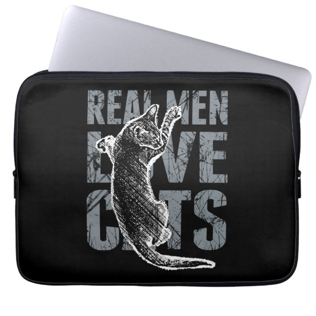 Capa Para Notebook Homens Reais Adoram Gatos (Frente)
