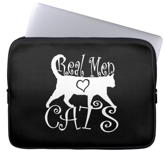 Capa Para Notebook Homens Reais Adoram Gatos de Preto (Frente)