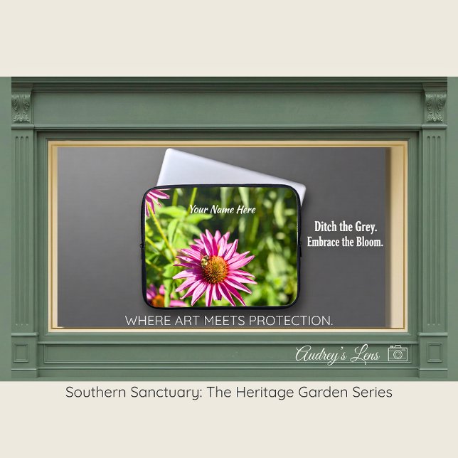 Capa Para Notebook Honeybee & Pink Coneflower Laptop Sleeve (Criador carregado)