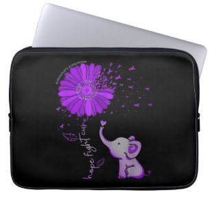 Capa Para Notebook Hope Fight Cute Elephant Alzheimer's Purple Ribbon