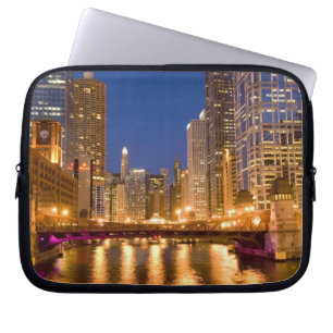 Capa Para Notebook Horizonte de Chicago, Illinois, e Rio Chicago em